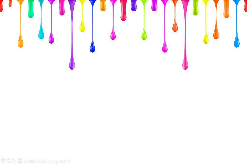 彩虹的颜色油漆光滑滴隔离在白色